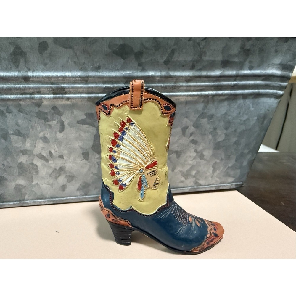 Cowboy Boot Ceramic Figurine Hand painted 2-3 Inches